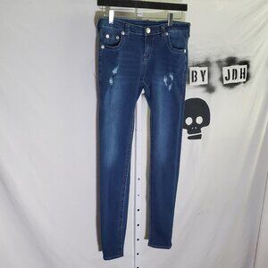 True Religion Halle Mid-Rise Skinny Distressed Jeans Girls Sz 16